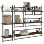 Wall shelves with bars 6 pcs oak brown engineered wood by , Shelves and shelves - Ref: Foro24-836272, Price: 69,77 €, Discoun...