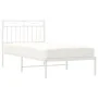 Estructura de cama de metal con cabecero blanco 90x200 cm de , Camas y somieres - Ref: Foro24-373733, Precio: 72,75 €, Descue...