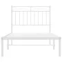 Estructura de cama de metal con cabecero blanco 90x200 cm de , Camas y somieres - Ref: Foro24-373733, Precio: 72,75 €, Descue...
