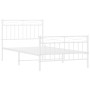 White metal bed frame with headboard and footboard 100x190 cm by , Beds and slatted bases - Ref: Foro24-373752, Price: 74,15 ...