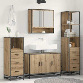 Juego de muebles de baño con cajón 3 pcs Roble artesanal en Muebles de baño | Comprar online en Foro24