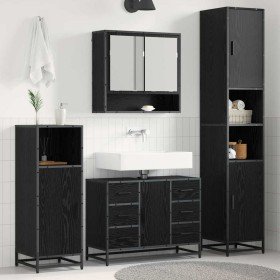 Juego de muebles de baño 4 pcs Roble Negro Madera de ingeniería en Muebles de baño | Comprar online en Foro24