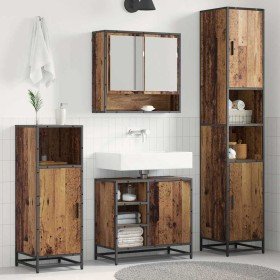 Juego de muebles de baño con estante 3 pcs Madera envejecida en Muebles de baño | Comprar online en Foro24