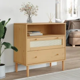 SENJA sideboard rattan look brown pine wood 80x40x80 cm by , Sideboards - Ref: Foro24-358019, Price: 93,57 €, Discount: %