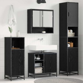 Juego de muebles de baño 3 pcs Roble Negro Madera de ingeniería en Muebles de baño | Comprar online en Foro24