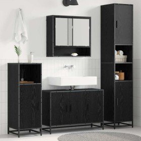 Juego de muebles de baño 4 pcs Roble Negro Madera de ingeniería en Muebles de baño | Comprar online en Foro24