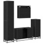 Juego de muebles de baño 4 pcs Roble Negro Madera de ingeniería
