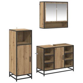 Juego de muebles de baño con estante 3 pcs Roble artesanal en Muebles de baño | Comprar online en Foro24