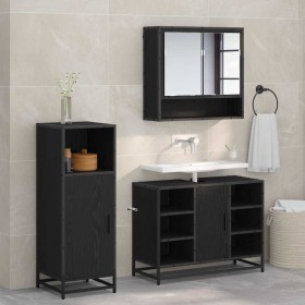 Juego de muebles de baño 3 pcs Roble Negro Madera de ingeniería en Muebles de baño | Comprar online en Foro24