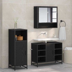 Juego de muebles de baño 3 pcs Roble Negro Madera de ingeniería en Muebles de baño | Comprar online en Foro24