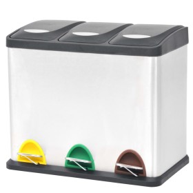 Cubo de reciclaje y basura con pedal acero inoxidable 24 L