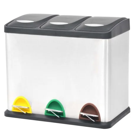 Recycling und Mülleimer mit Pedal Edelstahl 24 L von vidaXL, Mülltonnen und Mülltonnen - Ref: Foro24-50601, Preis: 106,73 €, ...