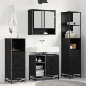Juego de muebles de baño 3 pcs Roble Negro Madera de ingeniería en Muebles de baño | Comprar online en Foro24
