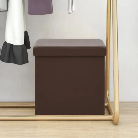 Brown PVC folding storage stool by , Folding stools and chairs - Ref: Foro24-338781, Price: 25,12 €, Discount: %