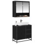 Juego de muebles de baño 2 pcs Roble Negro Madera de ingeniería