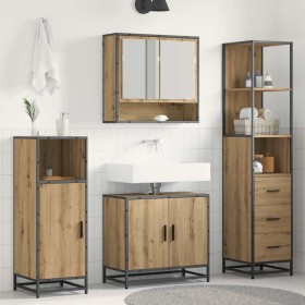 Juego de muebles de baño con cajón 3 pcs Roble artesanal en Muebles de baño | Comprar online en Foro24