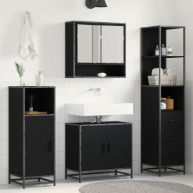 Juego de muebles de baño 3 pcs Roble Negro Madera de ingeniería en Muebles de baño | Comprar online en Foro24