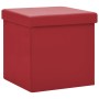 Taburete con almacenaje plegable rojo vino tinto PVC