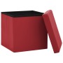 Taburete con almacenaje plegable rojo vino tinto PVC