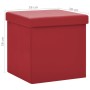 Taburete con almacenaje plegable rojo vino tinto PVC