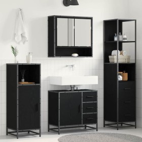 Juego de muebles de baño 3 pcs Roble Negro Madera de ingeniería en Muebles de baño | Comprar online en Foro24