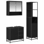 Juego de muebles de baño 3 pcs Roble Negro Madera de ingeniería