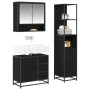 Juego de muebles de baño 3 pcs Roble Negro Madera de ingeniería
