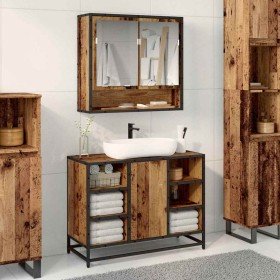 Juego de muebles de baño con estante 2 pcs Madera envejecida en Muebles de baño | Comprar online en Foro24