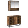 Juego de muebles de baño con estante 2 pcs Madera envejecida