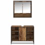 Juego de muebles de baño con estante 2 pcs Madera envejecida