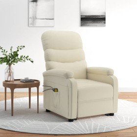 Sillón de masaje elevable cuero sintético crema