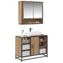 Juego de muebles de baño con estante 2 pcs Roble artesanal