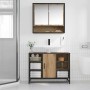 Juego de muebles de baño con estante 2 pcs Roble artesanal