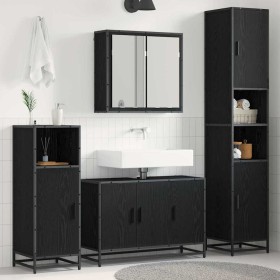 Juego de muebles de baño 2 pcs Roble Negro Madera de ingeniería