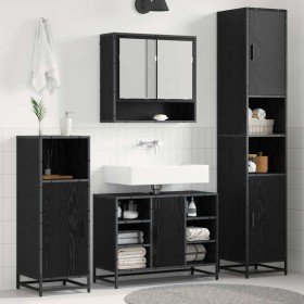 Juego de muebles de baño 4 pcs Roble Negro Madera de ingeniería en Muebles de baño | Comprar online en Foro24