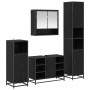 Juego de muebles de baño 4 pcs Roble Negro Madera de ingeniería