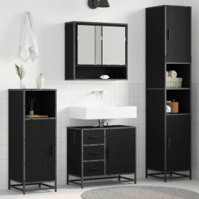 Juego de muebles de baño 3 pcs Roble Negro Madera de ingeniería en Muebles de baño | Comprar online en Foro24