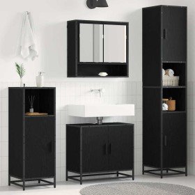 Juego de muebles de baño 3 pcs Roble Negro Madera de ingeniería en Muebles de baño | Comprar online en Foro24
