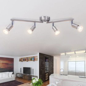 Lámpara de techo con 4 focos LED de níquel satinad