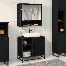 Juego de muebles de baño 2 pcs Roble Negro Madera de ingeniería en Muebles de baño | Comprar online en Foro24