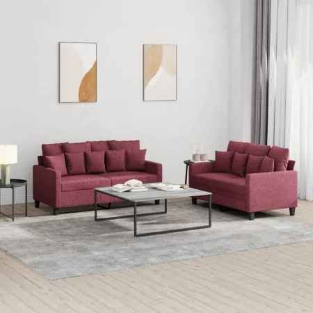 Zweiteiliges Sofaset mit Kissen, Stoff in Weinrot. von , Sofas - Ref: Foro24-3201654, Preis: 354,13 €, Rabatt: %