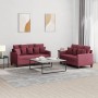 Zweiteiliges Sofaset mit Kissen, Stoff in Weinrot. von , Sofas - Ref: Foro24-3201654, Preis: 359,16 €, Rabatt: %