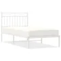 Metal bed frame with white headboard 90x190 cm by , Beds and slatted bases - Ref: Foro24-373732, Price: 75,61 €, Discount: %