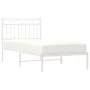 Metal bed frame with white headboard 90x190 cm by , Beds and slatted bases - Ref: Foro24-373732, Price: 75,61 €, Discount: %