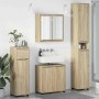 Juego de muebles de baño con cajón con rueda 4 pcs Roble Sonoma