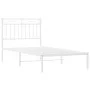 Metal bed frame with white headboard 90x190 cm by , Beds and slatted bases - Ref: Foro24-373732, Price: 75,61 €, Discount: %