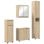 Juego de muebles de baño con cajón con rueda 4 pcs Roble Sonoma