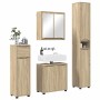 Juego de muebles de baño con cajón con rueda 4 pcs Roble Sonoma