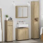 Juego de muebles de baño con cajón con rueda 4 pcs Roble Sonoma