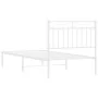 Metal bed frame with white headboard 90x190 cm by , Beds and slatted bases - Ref: Foro24-373732, Price: 75,61 €, Discount: %